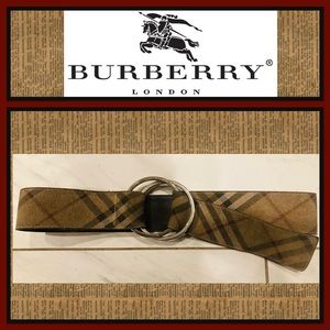 Burberry Suede Classic Plaid Print Wide Double-Ring Belt